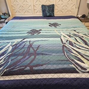 Ocean-Themed Quilt Set with Pillow